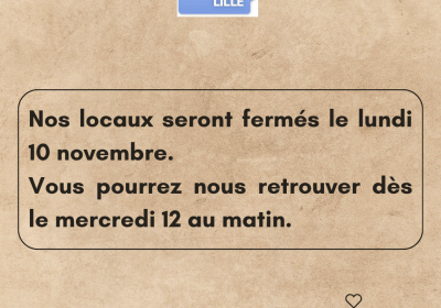 Fermeture de nos locaux !